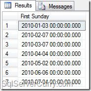 last sunday of the month sql